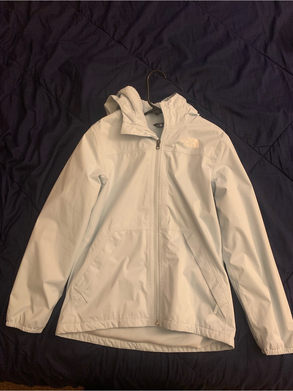 The North Face Light Blue Hooded Raincoat